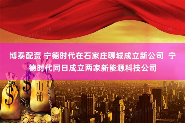 博泰配资 宁德时代在石家庄聊城成立新公司  宁德时代同日成立两家新能源科技公司