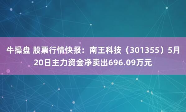 牛操盘 股票行情快报：南王科技（301355）5月20日主力资金净卖出696.09万元