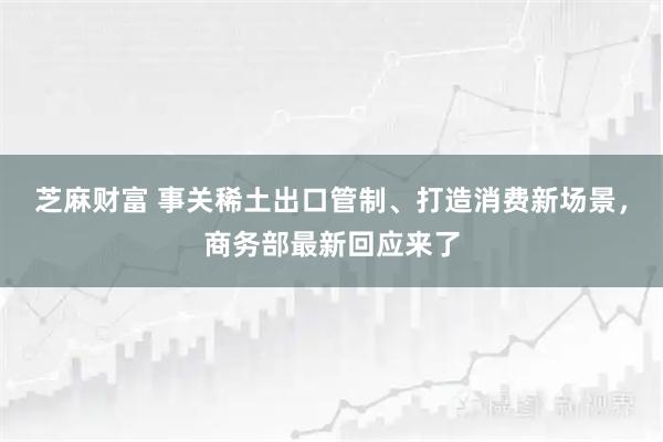 芝麻财富 事关稀土出口管制、打造消费新场景，商务部最新回应来了